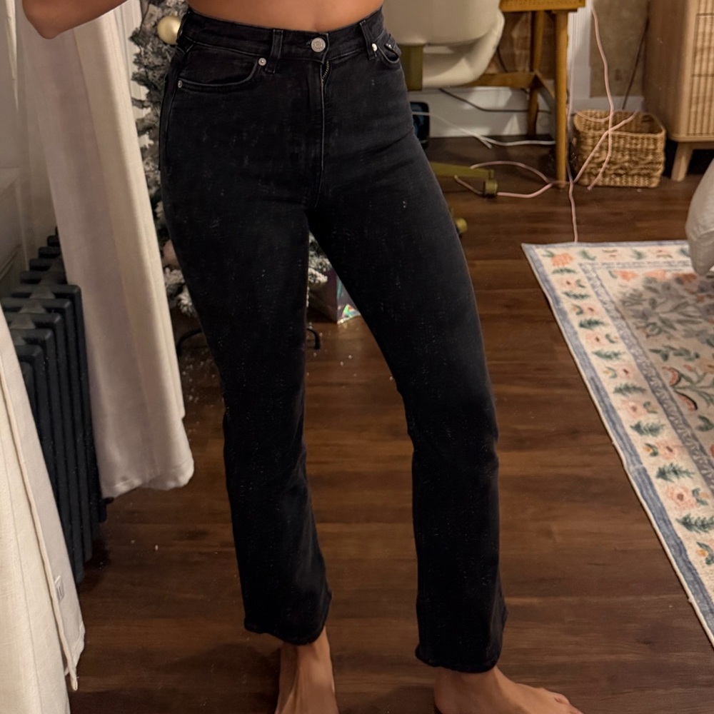 & Other Stories Black Skinny Mini Flare Jeans
